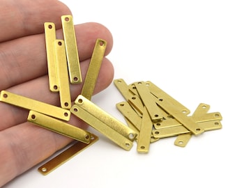 30 x 5 mm Rohmessing Rechteck Stick Charme, 2 Löcher Messing Typenschild, Rohmessing Flache Platte, personalisierte Platte, Messing Zubehör, RB606