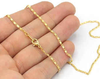 Tiny Necklace Chain, 16”- 17”- 18”- 20”- 22”- 24”- 25”, 24k Shiny Gold Plated Chain, Gold Curb Chains, Dainty Necklace Chain, Soldered Chain