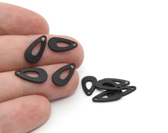 15x8mm Black Plated Tear Drop Charm, Blank Tear Drop Pendant, Mini Drop Pendant, Drop Charms, Stamping Blank, Brass Findings