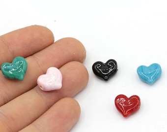 12x13mm Hand Made Murano Glass Mini Heart Beads, Murano Heart Bracelet Charm, Murano Glass Findings, High Quality Murano, Tiny Murano Charms