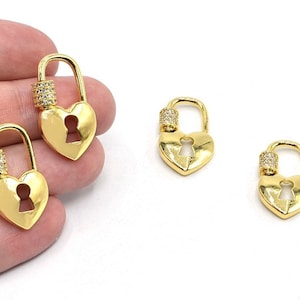 18x30mm 24k Shiny Gold Key Lock Screw Clasp, Cz Screw Clasp, Micro Pave Screw Clasp, Gold Necklace Clasp Pendant, Carabiner Clasp, CZ245