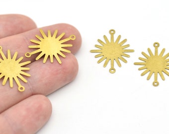 27x22mm Raw Brass Blank Mine Charms, 2 Holes Raw Brass Thorny Round, Spinny Round Charms, Brass Sun Necklaces, Brass Findings, RB154