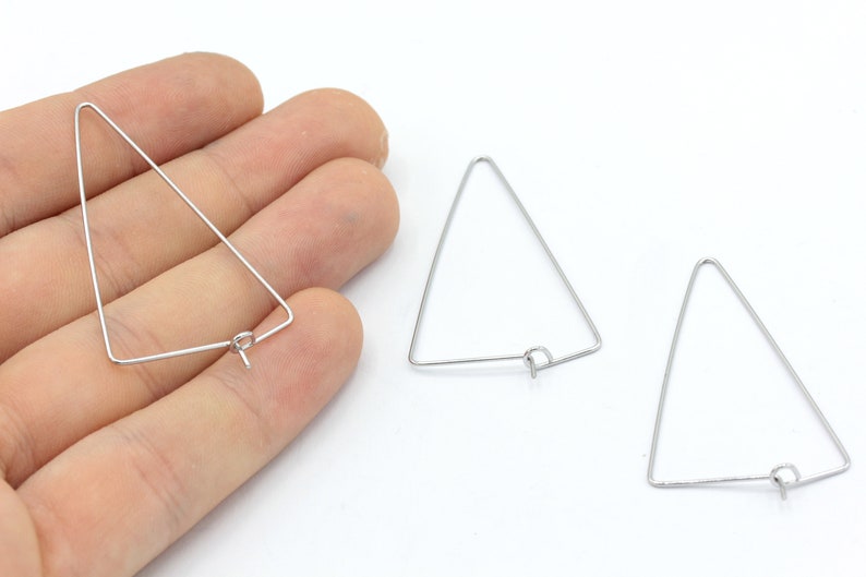 25x45mm Rhodium Plated Triangle Earring, Triangle Hoops, Rhodium 25x45mm Rhodium Plated Triangle Earring, Triangle Hoops, Rhodium