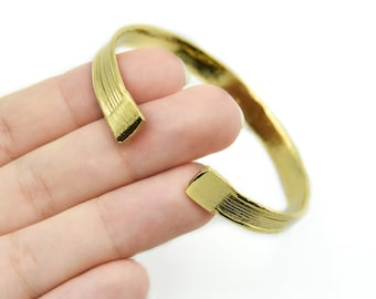 24k Shiny Gold Plated Adjustable Flat Bracelet, Flat Bracelet, Open Cuff Bracelet Bangle, Shiny Gold Bracelet, Flat Bracelet