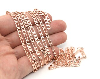 Rose Gold Plated Round Linked Chains, Rose Gold Oval Chains, Oval Rolo Chains, Rose Gold Plated Findings, Wholesale