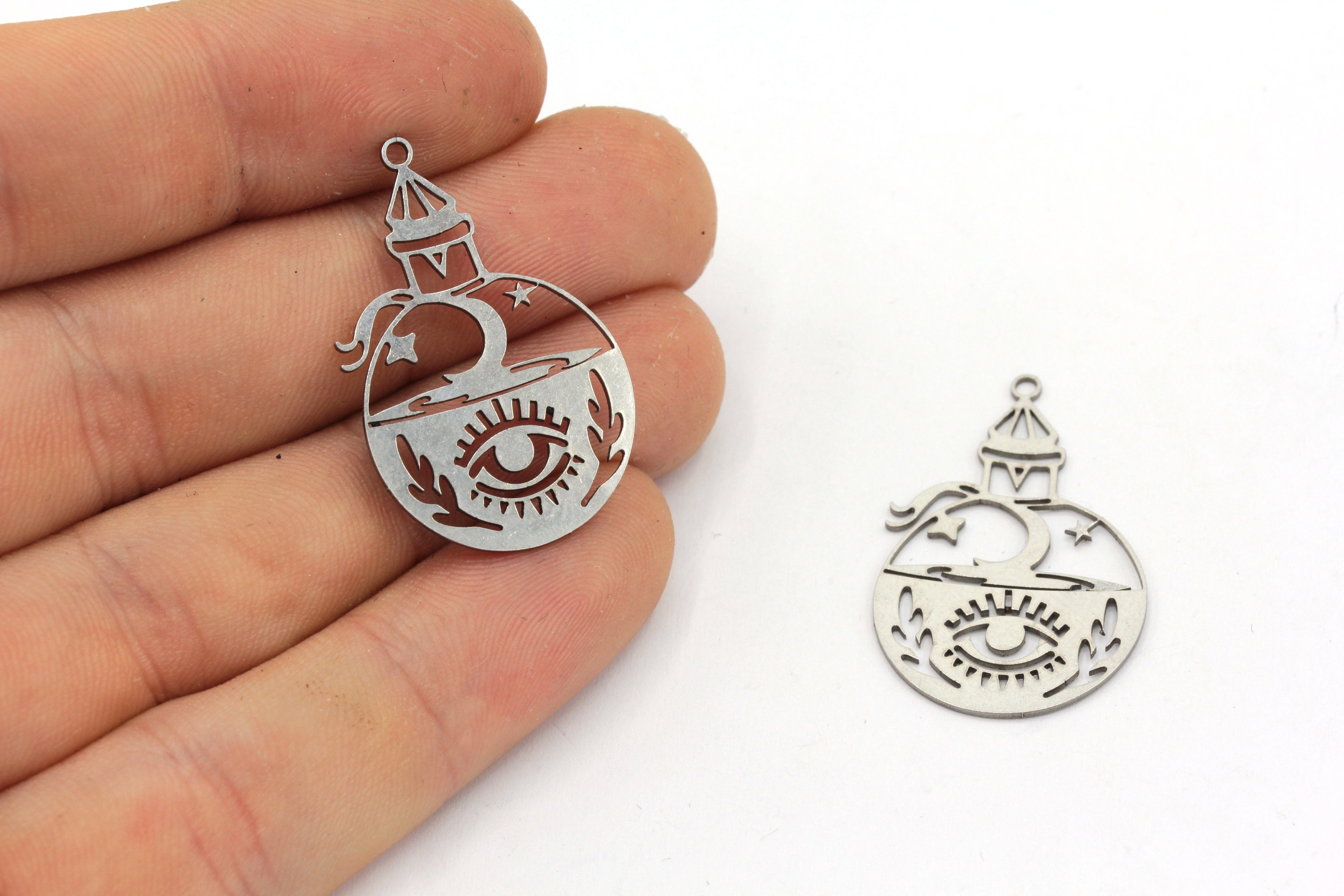 Magic Charm Examples 19x30mm Stainless Steel Magic Charm, Moon Charm, Space Charm, Eye Charm ...