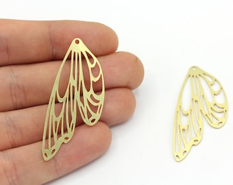21x48mm Brass Butterfly Wing Charm, Wing Charm, Geometric Wing Charm, Moth Charm, Brass Earrings Charm, Laser Cut Charm, Brass Findings