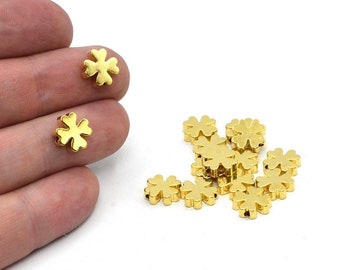 14mm 24k Shiny Gold Plated Clover Beads, Mini Clover Beads, Four Leaf Beads, Clover Spacer Beads, Gold Clover Beads, Gold Spacer Beads
