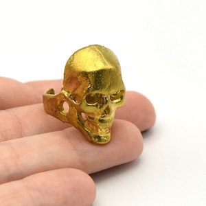 Raw Brass Adjustable Skull Ring, Boho Ring, Jewelry Ring, Skull Rings, Brass Ring Findings, Bohem Ring, Wholesale Supplier