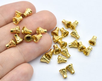 Embouts coniques plaqués or brillant 24 carats 5 x 6 mm, Embouts coniques à pampille, Perles coniques plaquées or, Apprêts plaqués or, Grossiste, GLD389