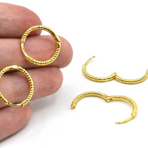 ピアス Shiny Ring Earrings 16mm 24k Shiny Gold Plated Twisted Hoop Earring, Round