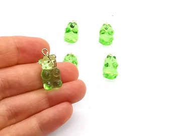 10x22 Hand Made Murano Glass Bear Charms, Murano Jelly Bear Pendants, Murano Glass Findings, Gummy Bear Charms, Tiny Murano Charms