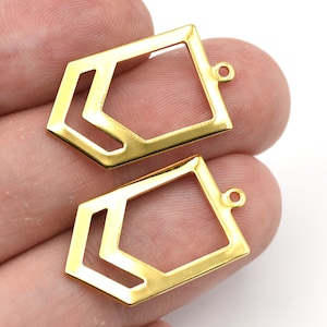 27x15mm 24k Shiny Gold Plated Blank Arrows Charm, Gold Plated Military Patch Charms, Frame Pendant, Chevron Necklace, Wholesale