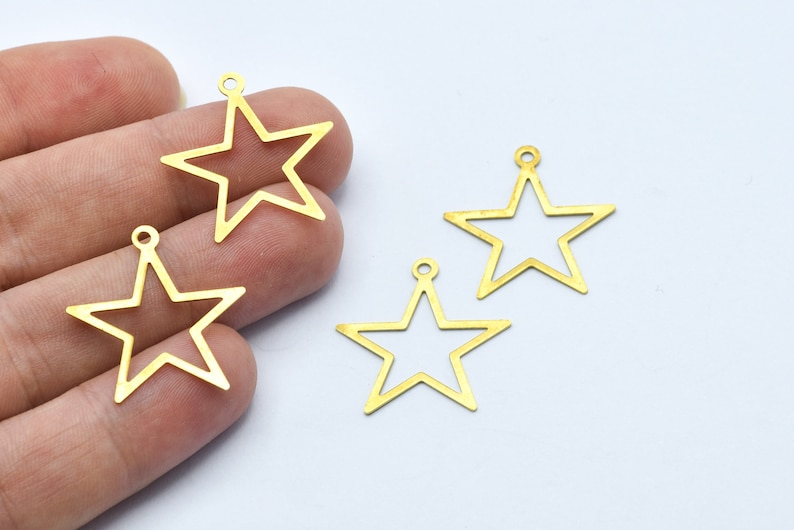 24x22mm Raw Brass Blank Star Charm RB344 Brass Findings Wholesale Star Necklace Stamping Blank Star Pendant Blank Stamping