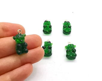 10x22 Hand Made Murano Glass Bear Charms, Murano Jelly Bear Pendants, Murano Glass Findings, Gummy Bear Charms, Tiny Murano Charms