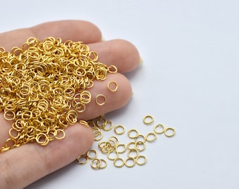 0.70x4mm 24k Shiny Gold Plated Jump Rings, Bulk Jump Rings, Open Jump Rings, Tiny Jump Rings, Gold Connector, Wholesale Jump, Jewelry Making