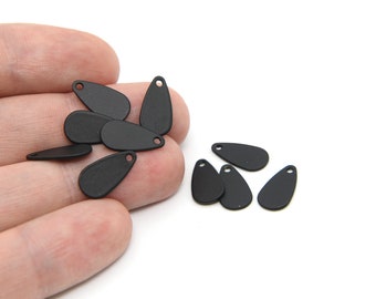 15x8mm Black Plated Drop Charm, Tear Drop Pendant, Mini Drop Pendant, Drop Charms, Stamping Blank, Brass Findings, RBB481