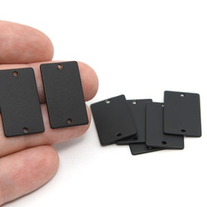 25x15mm Black Plated Rectangular Plate, 2 Holes Black Rectangular Charms, Black Rectangular Pendant, Rectangular Necklace, Wholesale, RBB115