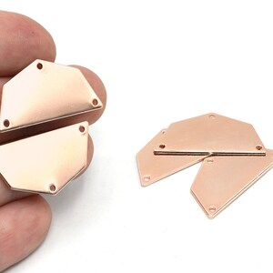 32x16mm Rose Gold Plated Semi Circle Pentagon 3 Holes, Rose Gold Flat Semi Pentagon Plate, Geometric Plate, Rose Gold Findings, MNG