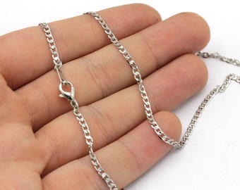 Tiny Necklace Chain, 16”-17”-18”-20”-22”-25” Ready Chain, Rhodium Finished Chain, Ready Necklace, Dainty Chain, Ready Made Necklace Chain