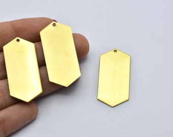 36x16mm Raw Brass Hexagon Shaped Charms, Raw Brass Hexagon Pendant, Raw Brass Flat Plate, Brass Findings, Wholesale, RB178