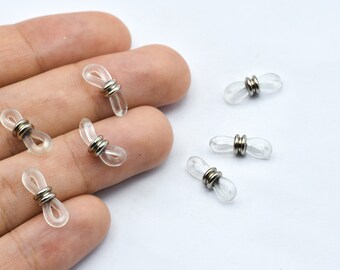 14mm Rhodium Bead Clear Rubber Glasses Holders, Glasses Connector, Rubber Spectacle Holder Ends, Rubber  Glasses Chain Holders, JM042