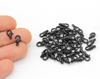 Cierre de langosta chapado en negro de 5 x 10 mm, cierres de loro, cierre de langosta para collares y pulseras, cierre de garra, accesorios chapados en negro, cierre de langosta negro