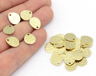 Ciondolo a goccia martellato in ottone da 10 x 12 mm, pendente a goccia, ciondolo a goccia in ottone, ciondolo per orecchino, elemento per stampaggio, componenti per orecchini, componenti in ottone