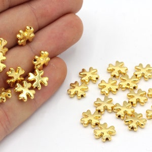 9mm 24k glanzend vergulde klaver kralen, klaver armband kralen, mini gouden kralen, armband connector, gouden klaver kralen, vergulde bevindingen