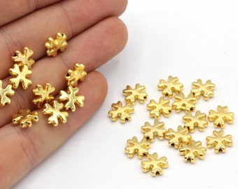 9 mm 24k glanzende vergulde klaverkralen, klaver armbandkralen, mini gouden kralen, armbandverbinding, gouden klaverkralen, vergulde bevindingen