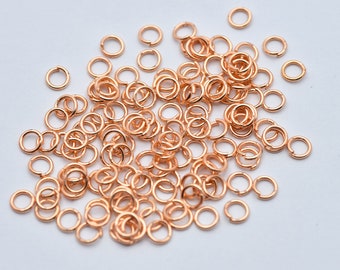 Anillos de salto chapados en oro rosa de 20 ga de 5 mm, anillos de salto abiertos, conector de oro rosa, anillos de salto diminutos de oro rosa, fabricación de joyas, hallazgos de oro rosa