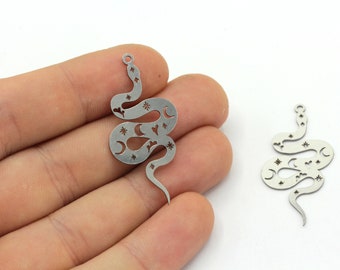 18x38mm Stainless Steel Snake Charm, Snake Pendant, Steel Charm Earrings, Animal Charms, Laser Cut Charm, Stainless Steel Findings