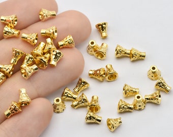 Embouts coniques 5,5 x 6 mm plaqués or brillant 24 carats, Embouts coniques à pampille, Perles coniques plaquées or, Apprêts plaqués or, Grossiste GLD745