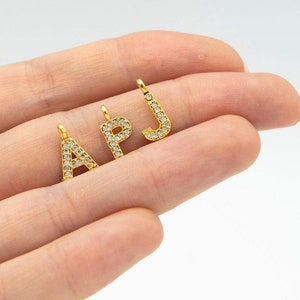 A-Z All 5x8mm 24k Shiny Gold Cz Letter Charms, Cz Letter, Zircon Letters, Gold Letter Charms, Personalized Jewelry, initial, initial Charms