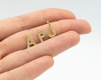 A-Z All 5x8mm 24k Shiny Gold Cz Letter Charms, Cz Letter, Zircon Letters, Gold Letter Charms, Personalized Jewelry, initial, initial Charms