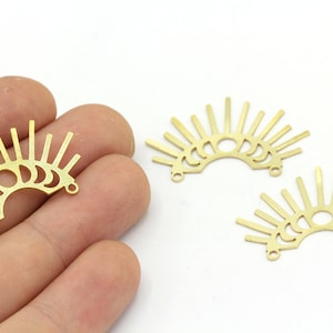 21x35mm Raw Brass Half Sun Charm, Brass Sun Pendant, Brass Charm Earring, Moon Phase Charm, Celestial Charm, Laser Cut Charm, Brass Findings