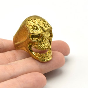 Raw Brass Adjustable Skull Ring, Boho Ring, Jewelry Ring, Skull Rings, Brass Ring Findings, Bohem Ring, Wholesale Supplier , AR075