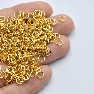 250 Pcs 0,8x5mm 24k Shiny Gold Plated Jump Rings, Loops, Round Formed Ring, Gold Plated Findings, Wholesale Jewelry Supplier
