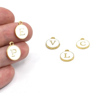 10x12mm 24 k Gold Plated Letter, Brass letter Charms, Coin  Letter, Personalized Jewejlry, Initial Charms, initial Pendant, GLD090