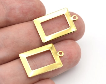 Placa rectangular lisa de 23 x 14 mm bañada en oro brillante de 24 quilates, dijes rectangulares, colgante con marco bañado en oro, collar rectangular RBG111