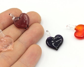 17x17mm Hand Made Murano Glass Heart Charm, Murano Heart Bracelet Charm, Murano Glass Findings, High Quality Murano, Tiny Murano Charms