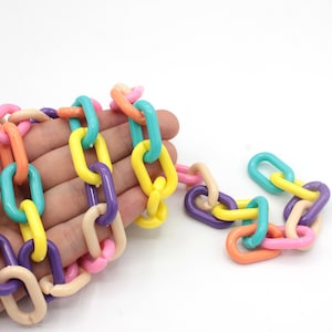 18x28mm Neon Color Link Chains, Colorful Link Chains, Bulk Chains, Multicolor Chains, Acrylic Chains, Summer Jewelry, Trendy Chains