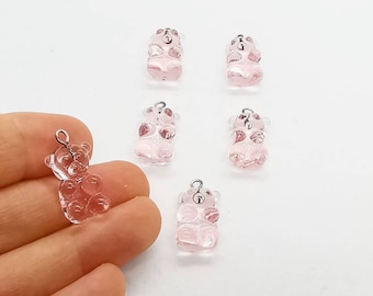 10x22 Hand Made Murano Glass Bear Charms, Murano Jelly Bear Pendants, Murano Glass Findings, Gummy Bear Charms, Tiny Murano Charms