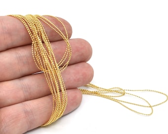 1mm 24k Shiny Gold Ball Chain, Faceted Ball Chain, Bulk Chains, Lace Ball Chain, Gold Bead Chain, Gold Plated Findings, Tiny Gold, CHN098