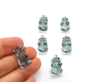 10x22 Hand Made Murano Glass Bear Charms, Murano Jelly Bear Pendants, Murano Glass Findings, Gummy Bear Charms, Tiny Murano Charms