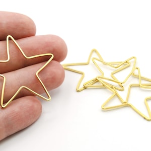 40 x 40 mm 24K glänsande guldpläterad blank trådstjärna, stjärntråd, blank stämpling, tunt stjärnhalsband, stjärnhänge, mässingsdetaljer, GLD0164