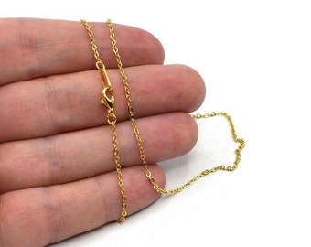 Tiny Necklace Chain, 16”- 17”- 18”- 20”- 22”- 24”- 25”, 24k Shiny Gold Plated Chain, Gold Bar Chains, Dainty Necklace Chain, Soldered Chains