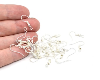 20 Pcs 17mm Silver Plated Earrings Hook, French Hook, Simple Earwire Earring Hook, Ear Wires, Earrings Findings Silver Plated Earring,EAG025