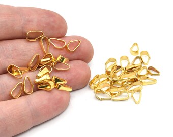 5x9.5mm Gold Plated Pendant Bail, Charm Pinch Bails, Pendant Connector, Pendant Holder, Pinch Bails, Necklace Findings, Wholesale, JM002