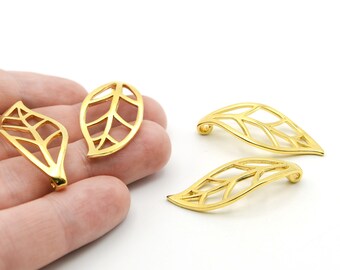 40x18mm 24k Shiny Gold Plated Leaf Charms, Leaf Pendant, Tiny Leaf Charms, Leaf Jewelry, Small Leaf Pendant, Brass Findings,Wholesale GLD475